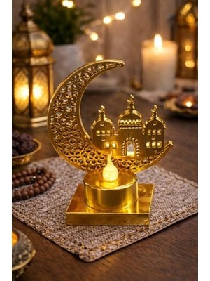 Kazan Hobi Gold Cami Pilli LED Işık, Askılı Fener Süsü, Sarı Peri Işıkları, Ramazan Süsü