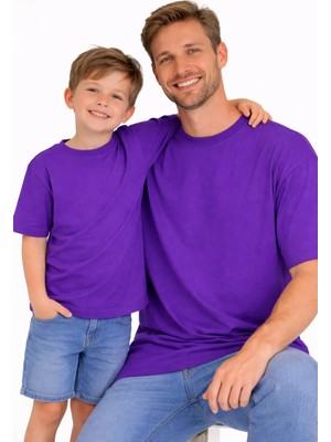 Vodexa Baba Çocuk Kombin Oversize Tişört – Anne Çocuk Twin T-Shirt Sadeee Baskılı