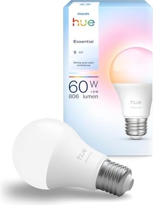 Kazan Hobi Ampul, Essential 8W E27 806 Lumen Renkli Akıllı A60-25.000 Saat Ampul Kullanım Ömrü
