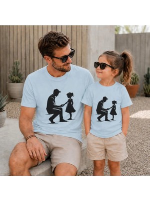 Vodexa Baba ve Kız Çocuk Oversize Tişört Baba Kız Yanyana Baskılı (Tekli Satılmaktadır)