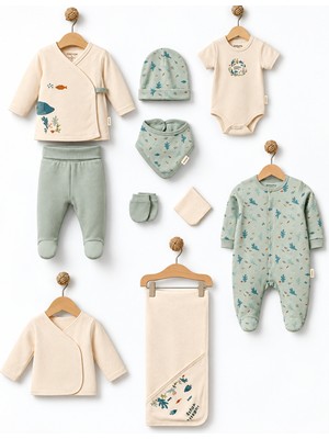BABYCOSY %100 Organik Pamuk 10 Parça Hastane Çıkışı Zıbın Seti