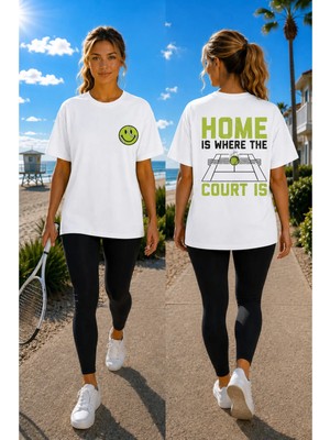 Vodexa Unisex Oversize Tennis Baskılı T-Shirt %100 Pamuk Tenis 28TEMALI Rahat Kalıp Kısa Kollu Tişört