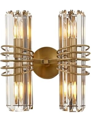 Kazan Hobi AP-60398-2E Eskitme Aplik, E14, Metal ve Kristal, 30X20 cm
