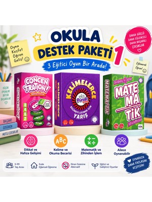 Okula Destek Paketi Kutu Oyunu Seti 7+ Yaş Fibroidanne | Türkçe - Matematik ve Dikkat Gelişimi Seti