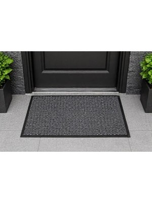 Kazan Hobi Gri Nem Alıcı Kapı Önü Paspası, Kaydırmaz Tabanlı 60X90 cm
