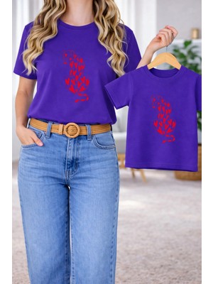 Vodexa Tişört Anne Kız Çocuk Kombin Oversize – Anne & Çocuk Twin Baskılı T-Shirt