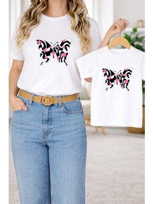 Vodexa Tişört Anne Kız Çocuk Kombin Oversize – Anne & Çocuk Twin Baskılı T-Shirt