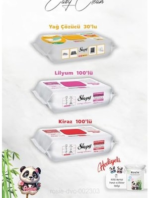 Kazan Hobi Kiraz ve Lilyum Katkılı 100'LÜ Yağ Çözücü Temizlik Havlusu, 30'lu ve Rosie Hediye