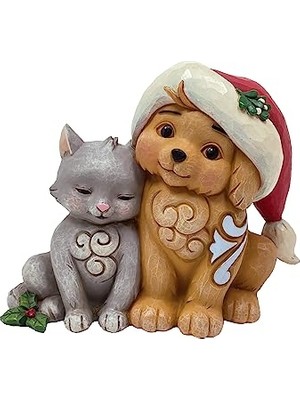 Kazan Hobi Jim Shore Heartwood Creek Noel Baba Şapkalı Kedi Yavrusu Figürü, 11.1 Cm, Çok Renkli
