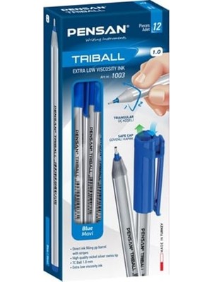 Kazan Hobi Triball Tükenmez Kalem, 12'li Kutu, Mavi