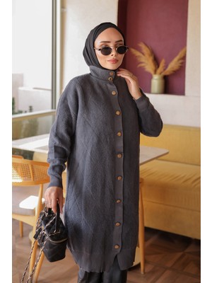 İmaj Butik Füme Düğmeli Angora Yumoş Triko Hırka