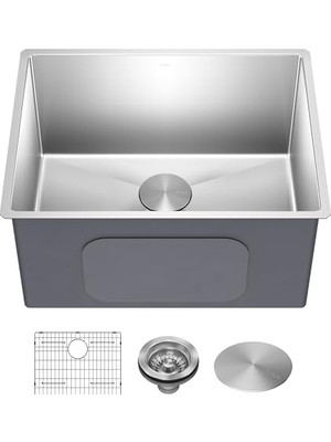 Kazan Hobi Sıkı Yarıçap, 60 Cm, KHU101-24L Standart Pro 24" Undermount 16 Gauge Tek Kase Çamaşır ve Yardımcı Lavabo