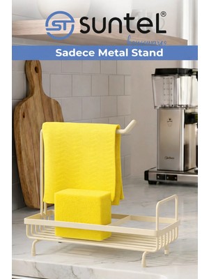 Suntel Mutfak Lavabo Üstü Düzenleyici Organizer - Metal Süngerlik, Deterjanlık ve Bez Askılı Stand