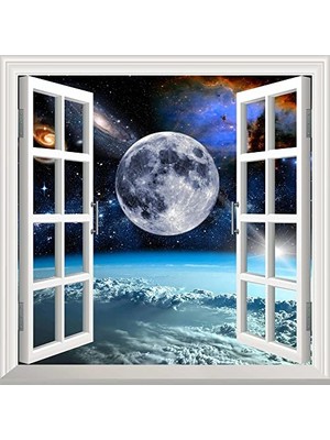 Kazan Hobi Pencere Poster Duvar Kağıdı Uzay Manzarası 2 Yapışkanlı Sticker