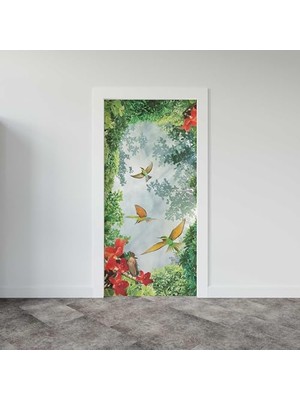 Kazan Hobi 3D Kuşlar Desenli Kapı Giydirme Sticker Folyosu