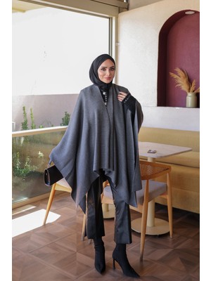 İmaj Butik Füme Salaş Merserize Triko Panço