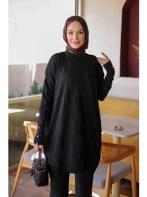 İmaj Butik Siyah Soğuk Iplik Triko Tunik