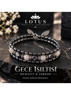 Lotus Atölye ve İyi Yaşam Merkezi 🖤 Doğal Taş Kadın Bileklik – Ametist, Hematit ve Zirkon Detaylı 2 Farklı Premium Model