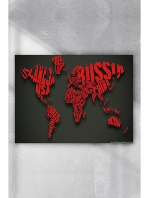 Kazan Hobi (PSTER9569) Yazılı Dünya Haritası Poster (70X100 Cm)