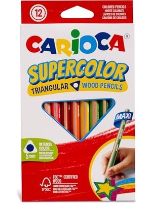 Kazan Hobi Supercolor Maxi Üçgen Kuru Boya Kalemi, 12'li