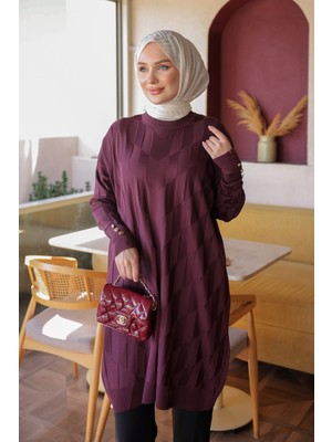İmaj Butik Mürdüm Soğuk Iplik Triko Tunik
