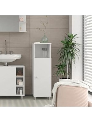 Kazan Hobi Tek Kapaklı 3 Raflı Beyaz Çok Amaçlı Banyo Dolabı MD1007