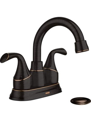 Kazan Hobi 84115BRB 84115 Iki Saplı Centerset Banyo Lavabo Bataryası, Drenaj Montajlı, Akdeniz Bronz