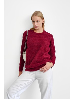 İmaj Butik Bordo Bisiklet Yaka Angora Yumoş Triko Kazak