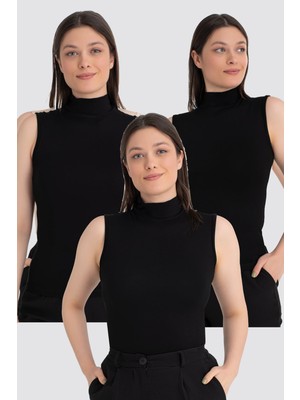Arma Yıldız Kadın Balıkçı Yaka Kolsuz Body 3'lü Paket