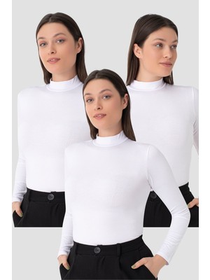 Arma Yıldız Kadın Balıkçı Yaka Uzun Kollu Body 3 Adet