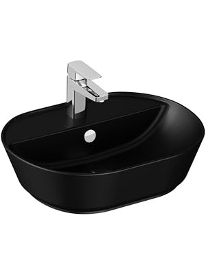 Kazan Hobi Geo 7428B083-0001 Oval Çanak Lavabo 55 Cm, Mat Siyah