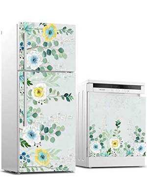 Kazan Hobi Renkli Çiçek Desenli Beyaz Eşya Sticker Kaplaması