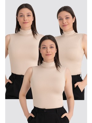 Arma Yıldız Kadın Balıkçı Yaka Kolsuz Body 3'lü Paket