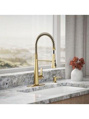Kazan Hobi REC22745-SD-2MB Sabunluklu Yarı Profesyonel Mutfak Bataryası, Canlı Fırçalanmış Modern Pirinç