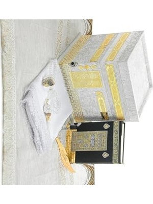 Kazan Hobi Hediyelik Kuran-I Kerim, Eşarp, Tesbih, Seccade ve Kabe Maketi Seti, Beyaz