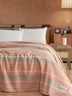 Kazan Hobi Pamuklu 4 Mevsim Pembe Çift Kişilik Battaniye, %70 Pamuk %30 Polyester, 180X220 cm