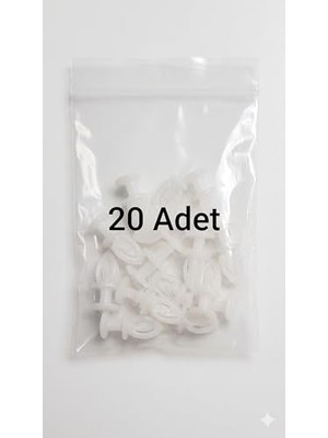Kazan Hobi Beyaz Plastik Geçmeli Perde Ruleti ve Askısı, 20 Adet
