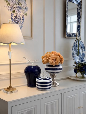 Feray Home Dekoratif - Salon Seti Lacivert Zebra Gümüş