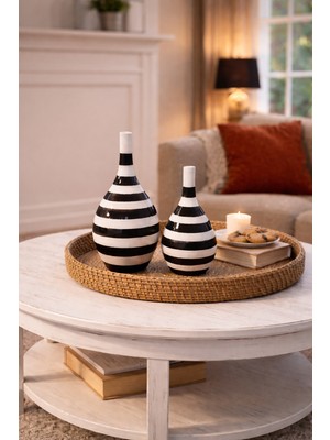 Feray Home Dekoratif Obje - Damla Şişe Siyah Klasik Zebra