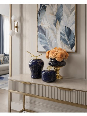 Feray Home Dekoratif - Salon Seti Lacivert Mermer Gold