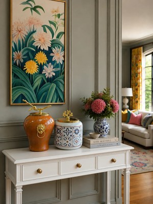 Feray Home Dekoratif - Kahverengi Mermer Şah Ceramic Oval Gold