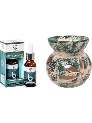 Kazan Hobi Nane Yağı ve Seramik Buhurdanlık Seti, 20 ml