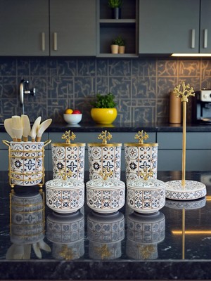 Feray Home Çeyiz Seti - 103 Ceramic Desen Mutfak Seti Gold
