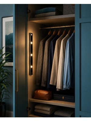 Lampist 40CM Siyah Bella Slim Cabinet Hareket Sensörlü Dolap Içi Dimmerli LED Aydınlatma 3W USB Şarjlı