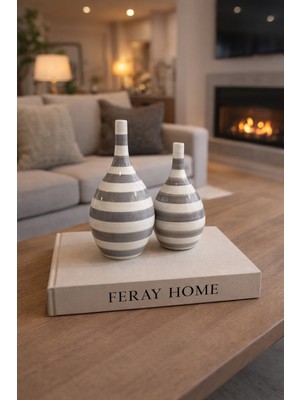 Feray Home Dekoratif Obje - Damla Şişe Gri Klasik Zebra