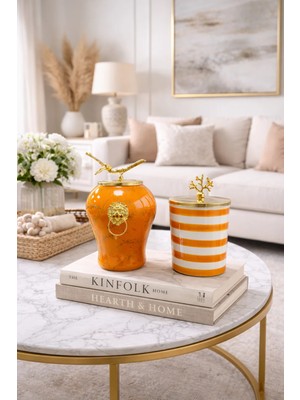 Feray Home Dekoratif - Soft Sarı Mermer Şah Zebra Silindir Gold