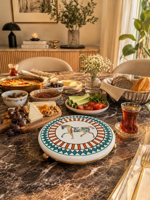 Feray Home Nihale - Herm Renkli Desen Gold