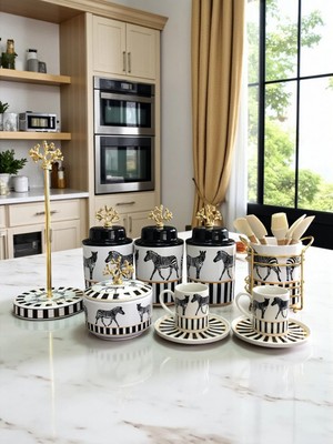 Feray Home Çeyiz Seti - 101 Zebra At Desenli Gold