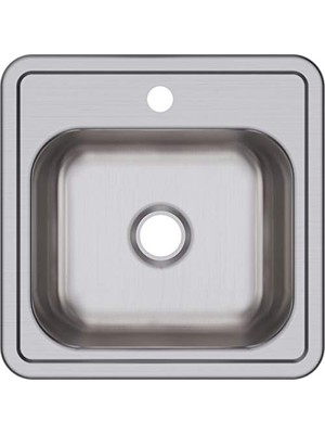 Kazan Hobi D115151 Dayton Paslanmaz Çelik Evye, Lavabo Için, Üstten Montaj, Saten, Tek Delikli