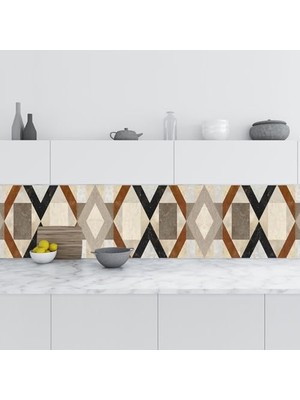 Kazan Hobi Mutfak Tezgah Arası, Folyosu Geometrik Dekorasyon, Folyo Fayans Kaplama, 60X300 cm